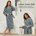 thumbnail image 3 of Robes for Women – AMITOFO  Thick Fluffy Fleece Womens Robe, Long Plaid Bathrobe with Pockets and Belt, Soft Warm Sleepwear for Spa, Home & Winter L-XL, 3 of 7