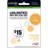 Cricket $15 Top-Up PAYGo Prepaid Card