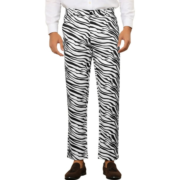 Pantalones impresos INSPIRE CHIC para hombre, pantalones rectos con estampado de leopardo, 32 negro y blanco