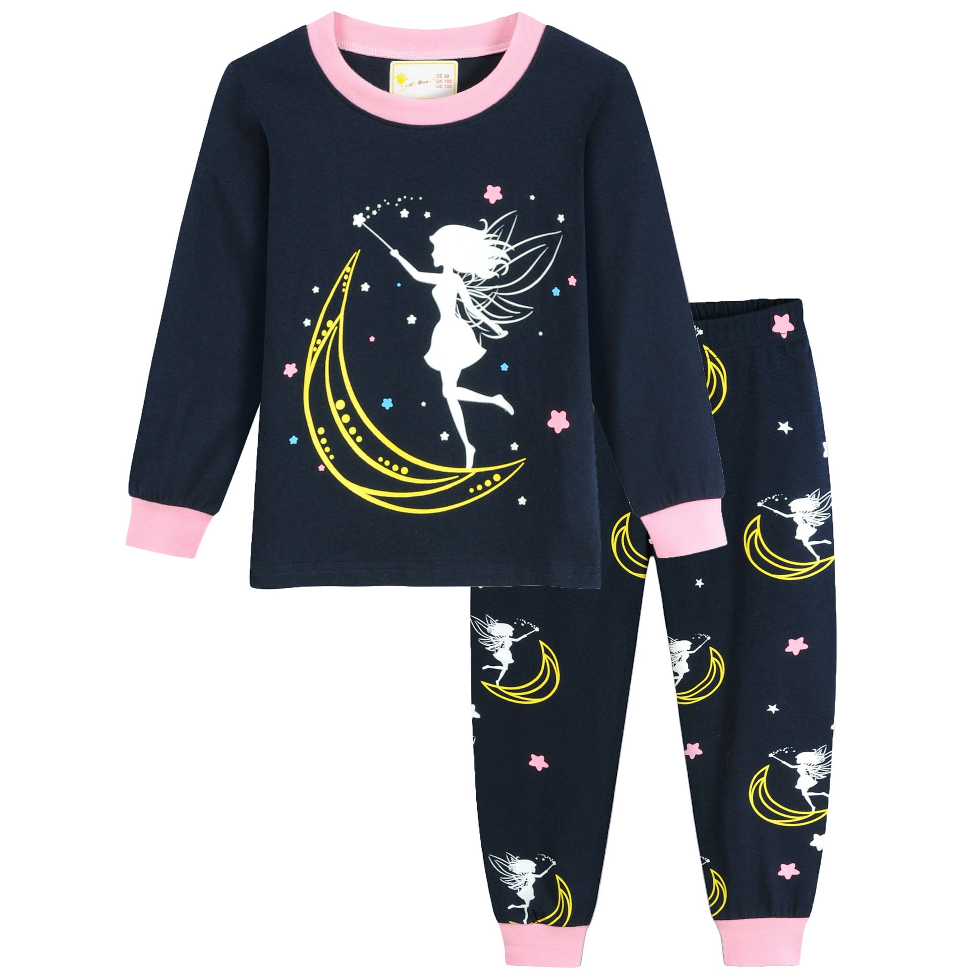 Little Hand Toddler Girls Pajamas Glowing Girl Moon Sleepwear Pajama Set 3t Other