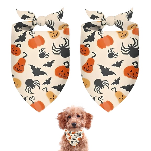 Dog Bandana 2 Pack,Halloween Pumpkins Bats and Spiders Bandanas for Dogs,Cat Bandana,Small/ Large Dog Bandana 2 Size,Dog Bandanas Girl Boy
