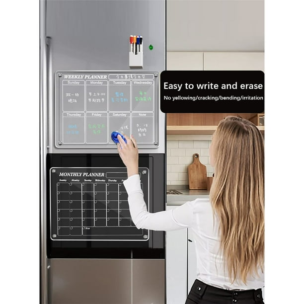 Calendario Magnético Refrigerador Planificador Transparente Calendario Mensual Fridge Acrilico