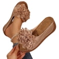 thumbnail image 4 of Women's Sandals Walking Sandals Women Womens Wedge Sandals 2026 Women Comfortable Low Walking Sandals for Beach Flower Slippers for Women Summer Dressy Flat Open Toe Casual Outdoor Shoes Brown 7, 4 of 7