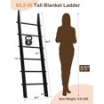 thumbnail image 3 of Escalera de manta de 6 niveles con perillas colgantes escaleras de pared inclinadas de 5.5 pies para sala de estar recámara escalera decorativa rústic, 3 of 6