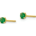 thumbnail image 2 of 14K Yellow Gold Madi K Round Emerald 3mm Post Earrings (3 X 3) Made In China se2295, 2 of 5