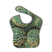Bingfone Mess-Proof Baby Bib - Waterproof Bib For Baby Boy Or Girl With Food Catcher Pocket, Unisex-Succulents