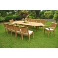 thumbnail image 4 of Teak Dining Set: 12 Seater 13 Pc: 117" Double Extensions Oval Dining Table & 10 Armless & 2 Arm/Captain Arbor Stacking Chairs Outdoor Patio Grade-A Teak Wood WholesaleTeak #WMDSAB67, 4 of 4