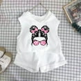 thumbnail image 2 of COM1950s Suits for Girls, Fashion Girls' Summer Hooded Set Printed Sleeveless Top Elastic Waist Shorts Two-Piece Set, 2 of 6