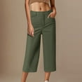 thumbnail image 2 of ZyeKqe Capri Pants for Women Low Waisted Dress Capris Straight Wide Leg Business Casual Cropped Pants, 2 of 5