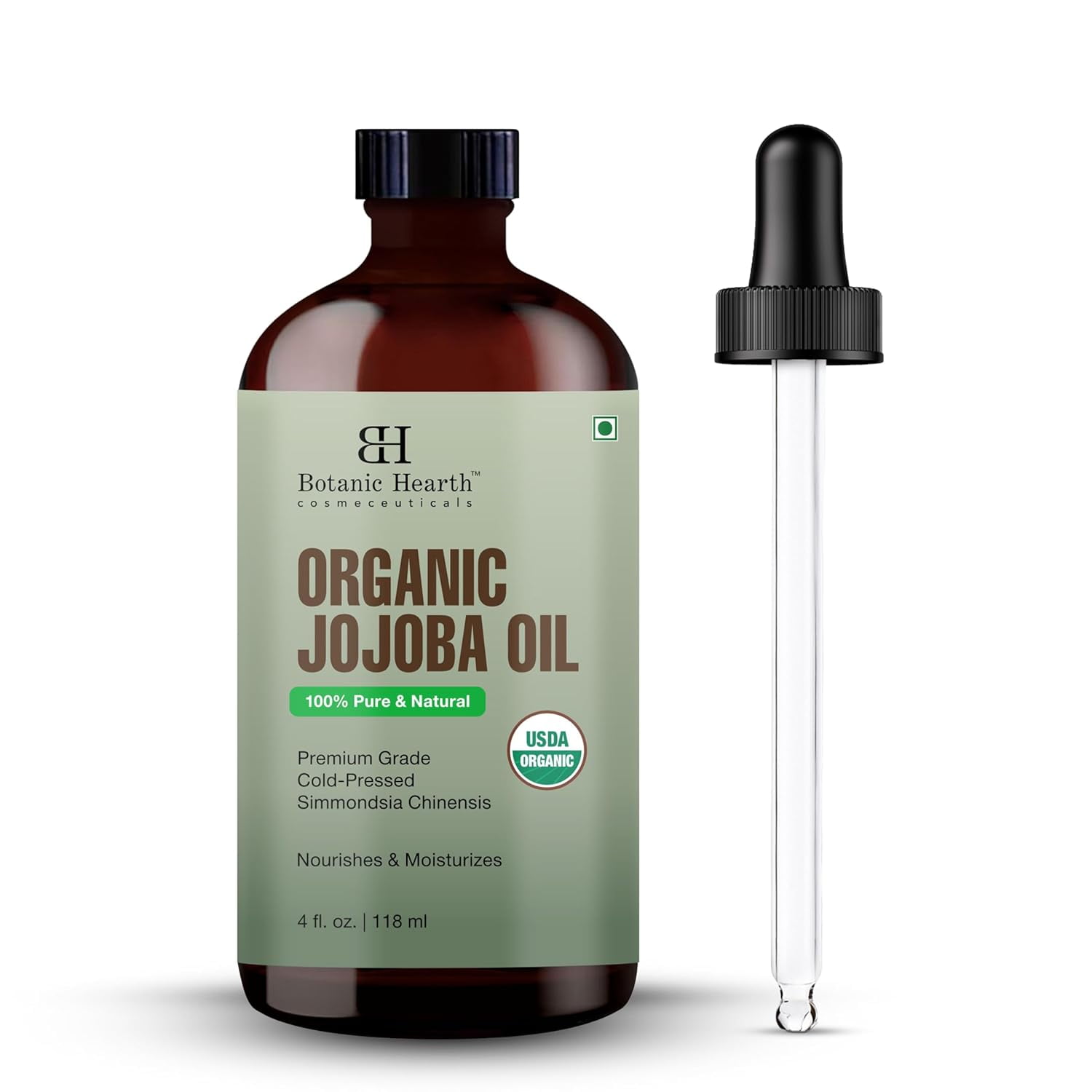 Botanic Hearth 100% Pure Jojoba Oil for Skin, Hair & Scalp | Cold Pressed, Deeply Moisturizing, Balances Natural Oils | Face, Body & Hair Care | 4 fl oz