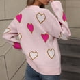 thumbnail image 4 of Pisexur Chandails pour Femmes Imprimé Cœur Col Rond Chandails Tendance Manches Longues Chandail Tricoté Hauts Mode Décontractée Automne Chandails Blouse Ample Chandail Chandails pour Femmes, 4 of 9