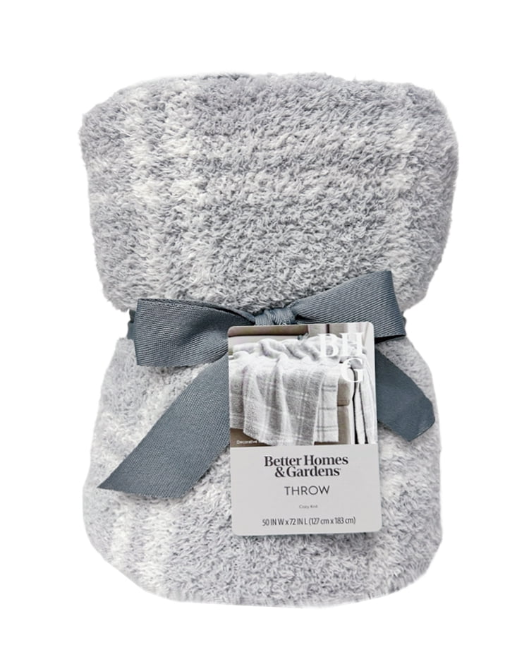 Better Homes & Gardens Soft Cozy Knit Oversize Couch Throw Blanket, Gray Plaid