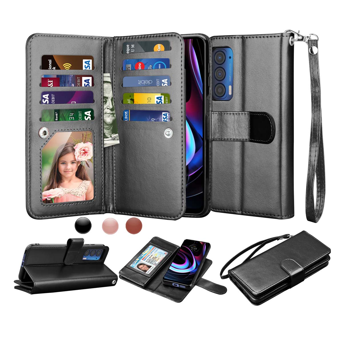 6.8" Wallet Case for Moto Edge, for Motorola Moto Edge 2021 PU Leather