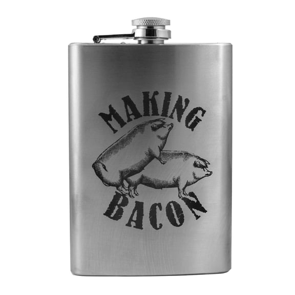 8oz Making Bacon Flask L1 Fun Silly Novelty