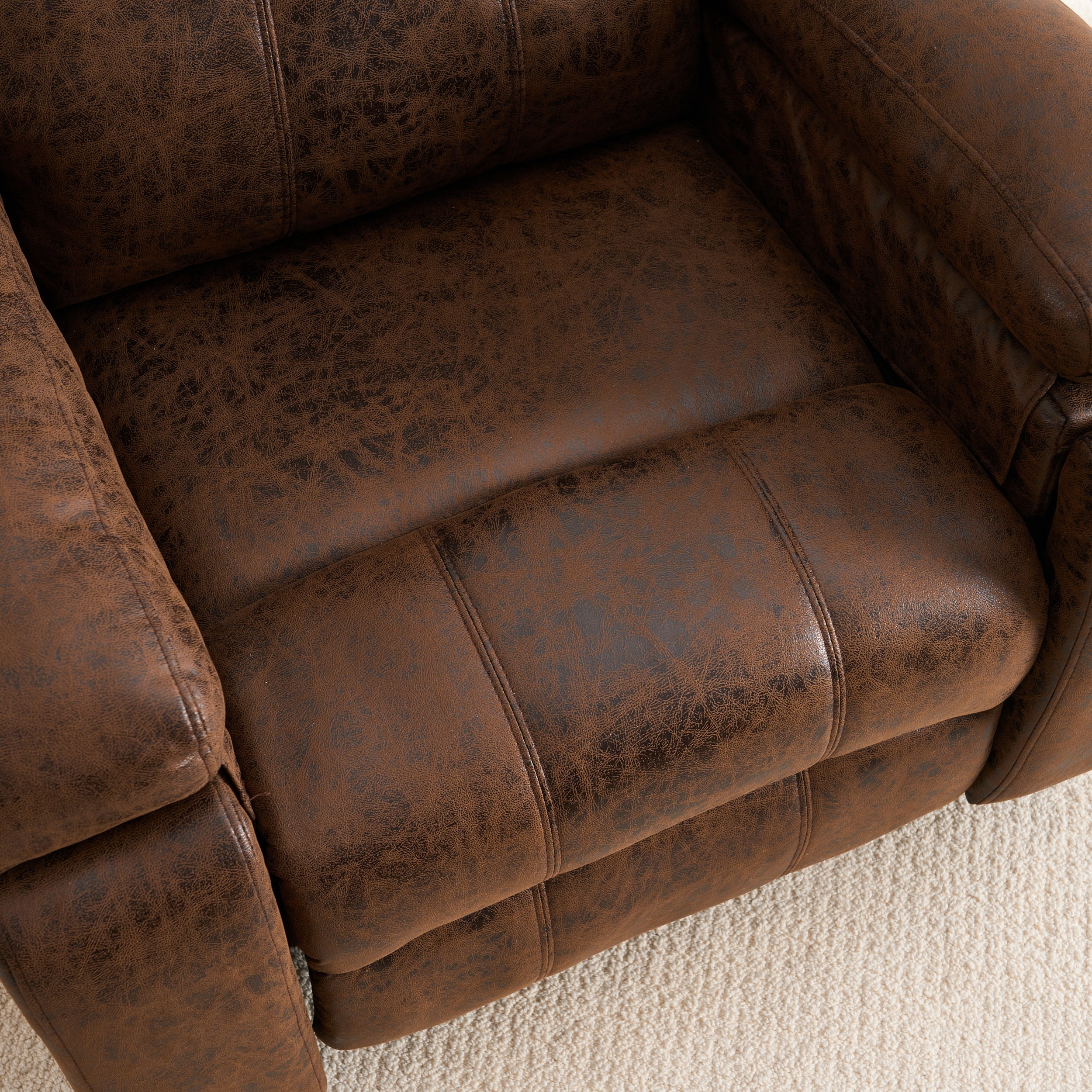 Aukfa Manual Recliner Chair for Living Room Bedroom, Overstuffed Recliners,Concealed Cup Holder,Brown