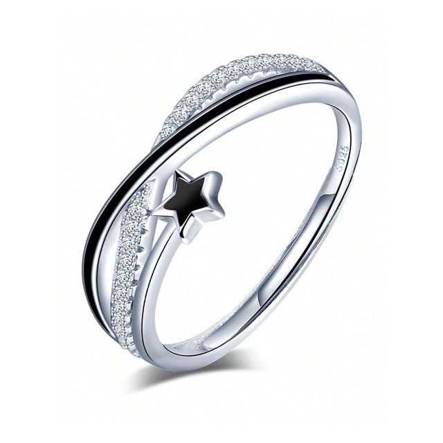 1pc Beautiful & Fashionable Creative Opening Ring With 925 Silver, Star, Infinity Sign & Gemstone, Adjustable Size, Suitable For Women'S Birthday, Dating, Daily Wear Or As Christmas, Valentine'S Day,