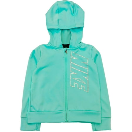 Nike Therma Girls Blue & Silver Zip Front Hoodie Sweatshirt Jacket Dri-fit S(5)