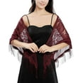 thumbnail image 3 of Shawls and Wraps for Evening Dresses with Tassels for Evening Party Mesh Wedding Shawls for Women for Evening Parties Wedding Shawls, Purple, 3 of 6