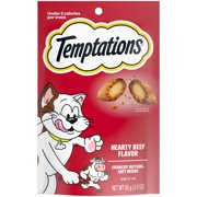 Temptations Classic, Crunchy and Soft Cat Treats, Hearty Beef Flavor, 3 oz Pouch