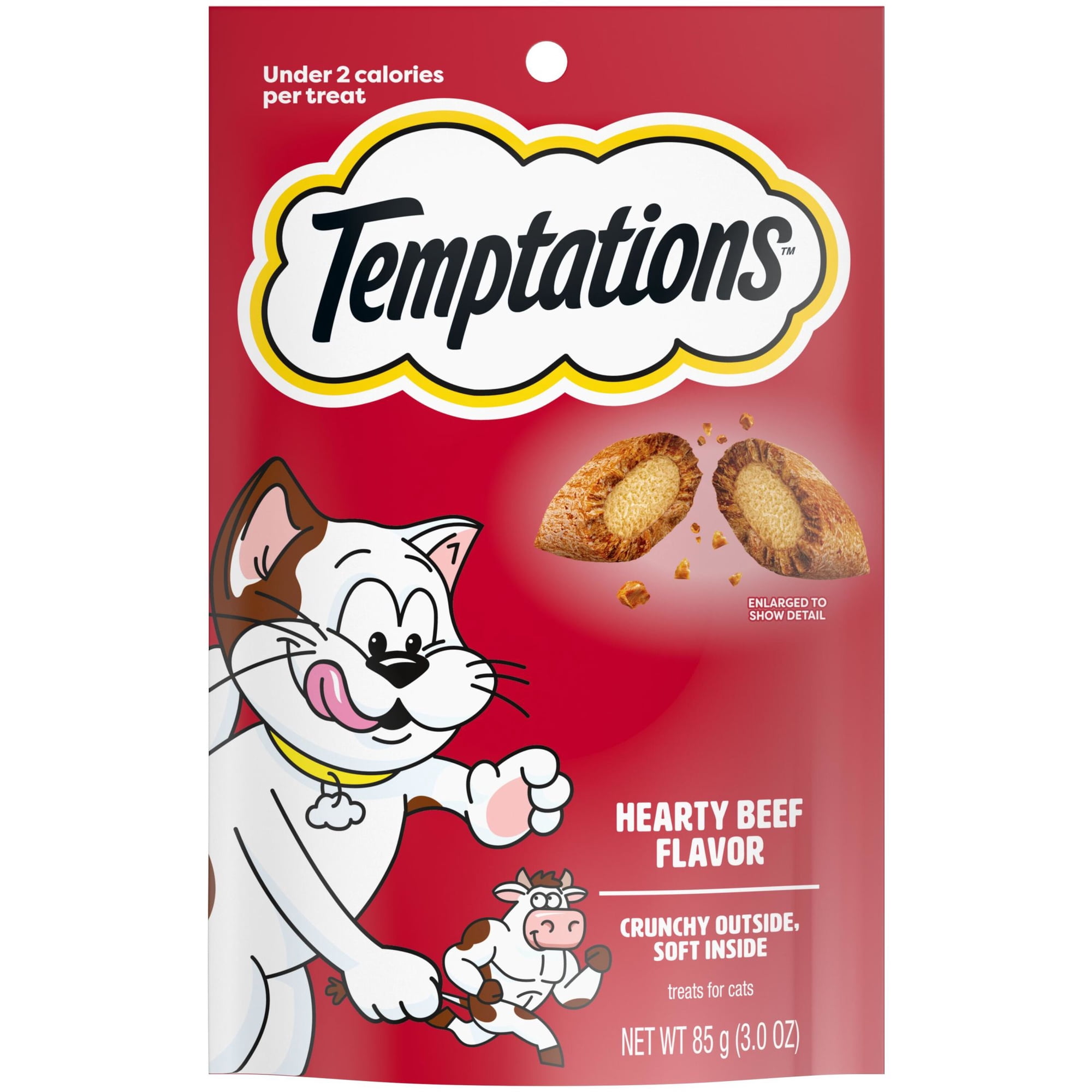 Temptations Classic, Crunchy and Soft Cat Treats, Hearty Beef Flavor, 3 oz Pouch