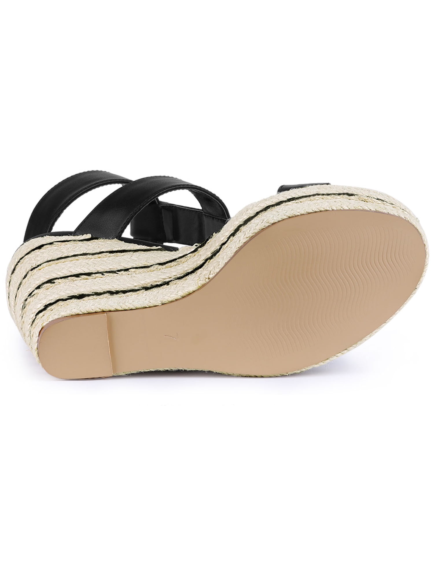 DARING DIVA Women's Strappy Wedge Platform Sandals Black 7.5