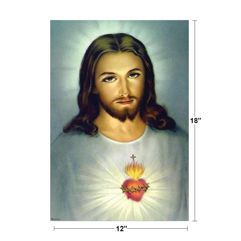 Sacred Heart of Jesus Christ Portrait Painting Spiritual Decor Christian Wall Decor Inspirational Art Catholic Decor Church Classical Religious Art