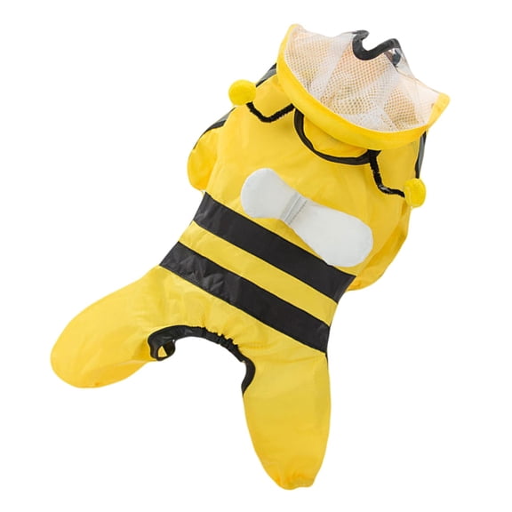 FONDOTIN 1Pc Stylish Yellow Dog Raincoat Lightweight Hooded Pet Rain Gear with Adjustable Fit
