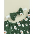 thumbnail image 3 of Newborn Girl Outfit, 6 12 18 24M Short Sleeve Pleated Flower Print Bodysuit with Headband Summer Clothes, 3 of 10