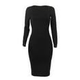 thumbnail image 6 of Arvbitana Women's Bodycon Long Dress Solid Color Long Sleeve Slim Midi Dress U-neck Wrap Hip Cocktail Dress for Party Club Streetwear, 6 of 8
