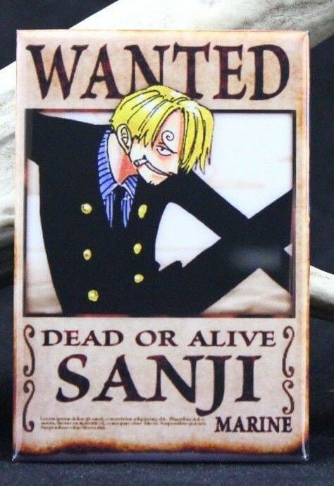 One Piece Anime 2" X 3" Fridge Sanji Wanted Poster Locker Magnet 