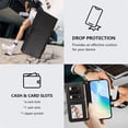thumbnail image 6 of For Samsung Galaxy A35 5G 6.6-inch Wallet Case Multi-Card Slots Zipper Wallet Leather Phone Case,Black,For Galaxy A35 5G, 6 of 10