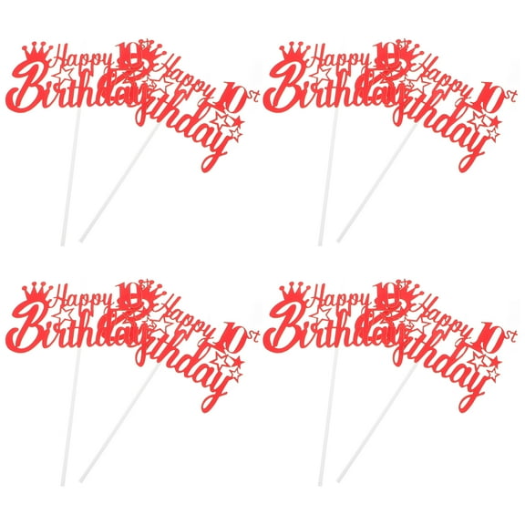 10 Pcs Toppers for Birthday Cake Birthday Cake Decoration 18.50X12.00X8.50CM Red