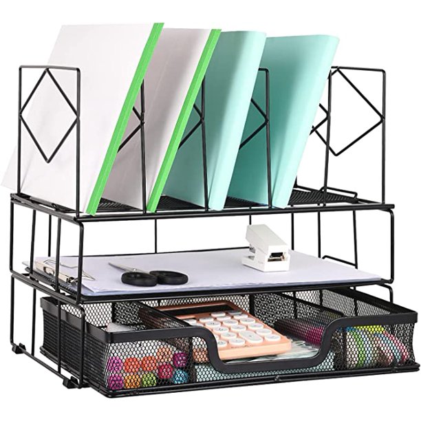 Desk Organizers and Accessories Double Tray and 5 Upright Sections