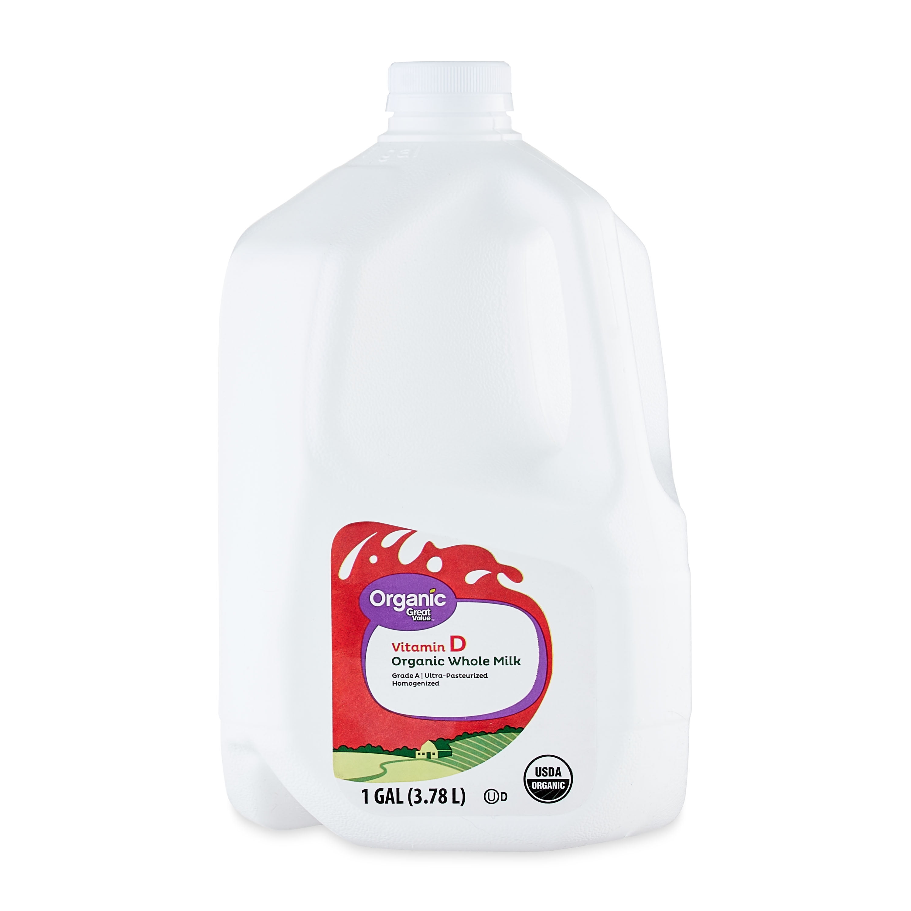 Great Value Organic Whole Vitamin D Milk, Gallon, 128 fl oz