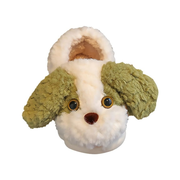 Otqutp Toddler Kids Dog Slippers Girls Boys Cute Animal Cartoon Fleece Warm Winter Household Shoes Full Wrapped Home Slippers
