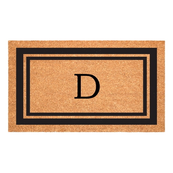 Black Border 24" x 48" Monogram Doormat (Letter D)