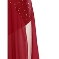 thumbnail image 6 of TiaoBug Women Rhinestones Halter Split Lyrical Dance Dress Contemporary Dancewear Burgundy XL, 6 of 7