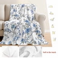 thumbnail image 5 of Blue Floral Birds Blanket Soft Cozy Warm Twin Blanket for Bed, Plush Fuzzy Flannel Fleece Blankets for Sofa, Farmhouse Flowers Pastoral Throw Blankets for Couch, Lightweight Gifts for Men, 60"x80", 5 of 9