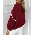 thumbnail image 4 of Suéter PRETTYGARDEN Rojo Vino con Lazo Frontal y Cardigan Talla M, 4 of 6