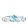 thumbnail image 4 of Rosec Jewels Natural Aquamarine Diamond Engagement Ring for Women - Vintage Style Ring - 6 mm - AAA Quality - with Jewelry Box, 10K White Gold, US 13.00, 4 of 8