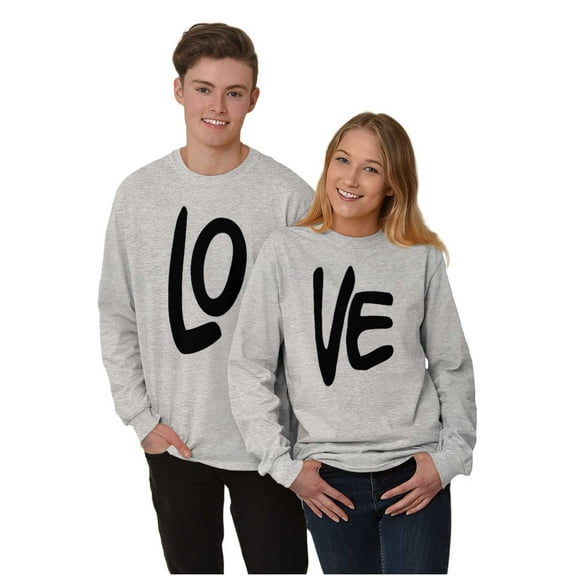 Love Matching Set Engagement Photos Plus Size Long Sleeve Graphic Tee Shirt Brisco Brands 2X