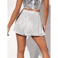 thumbnail image 6 of Womens Sparkly Sequin Shorts Glittery Skort Party Wear Disco Shiny Metallic Skirt Shorts White XXL, 6 of 7