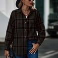 thumbnail image 5 of Oversized Womens Flannel Plaid Soft Flannel Button Down Shirt Roll Up Long Sleeve Flannel Plaid Shirt Blouses Women Black,XL, 5 of 6