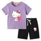 thumbnail image 4 of Camiseta con estampado de dibujos animados de verano de Hello Kitty + Pantalones casuales traje de dos piezas de manga corta de algodón para niños y niñas pueden usar, 4 of 5