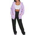 thumbnail image 5 of UAMVSH Hoodie Sweatsuits Sets for Women Basic Long Sleeve Hooded Jackets with Pockets Soft Sweatpants Tracksuits Full Zip up 2 Piece Outfits(Small,Purple), 5 of 7