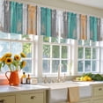 thumbnail image 4 of 2 Pack Coastal Style Valance for Window Vintage Green Brown Stripe Wood Grain Kitchen Valance Rod Pocket Short Curtain Topper Decorative Window Treatment for Living Room Bedroom 42"x18", 4 of 8