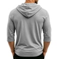 thumbnail image 4 of Mens Loose Fit V Neck 3/4 Sleeve Hooded Pullover Lightweight Drawstring Summer Beach Workout Sweatshirt Gray L, 4 of 7