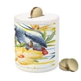 thumbnail image 3 of Parrot Piggy Bank, Tropic Pattern Bird Orchids and Hibiscus Flowers Hawaiian Jungle Style Image, Ceramic Coin Bank Money Box for Cash Saving, 3.6" X 3.2", Multicolor, by Ambesonne, 3 of 4