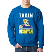 Trendy USA 292 - Crewneck Train Insaiyan Gym Workout Goku DBZ Dragon Ball Z Sweatshirt 2XL Royal Blue