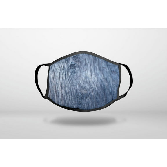 Dark Blue Weathered Wood Grain Print - 3-Ply Reusable Soft Cloth Face Covering, Unisex, Cotton Inner Layer